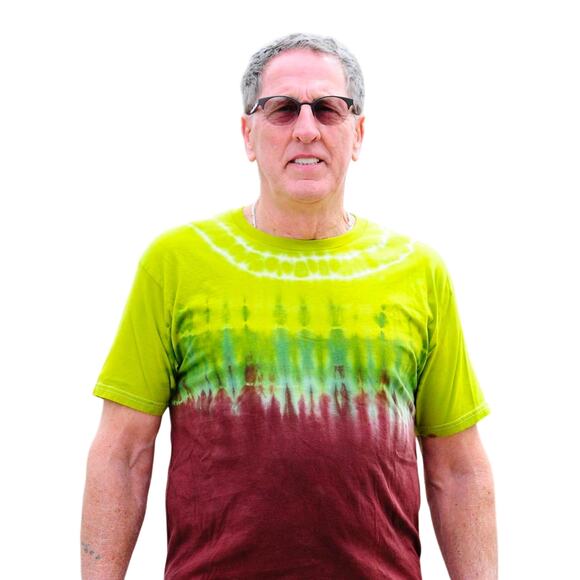 Mens Shirt Size Small Brown Green Ombre Tie Dye Handcrafted Vacation Ready Beach - Picture 4 of 6